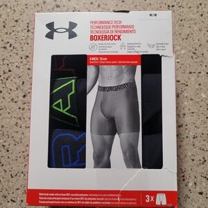 Under Armour Boxerjock 3 Pk Mens Medium 31-34 Performance Tech Blk Boxer Briefs